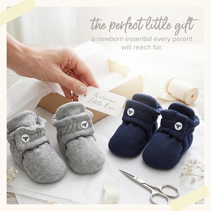 Burt's Bees Baby Unisex 100% Organic Cotton, Adjustable Booties | Easy-on and - Image 8
