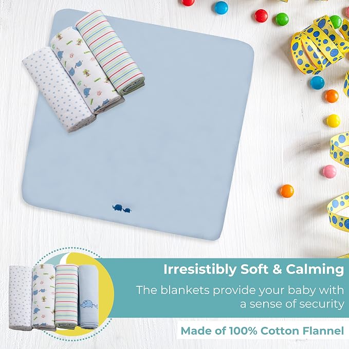 Spasilk Baby 4 Pack 100% Cotton Flannel Receiving Blanket - Image 5