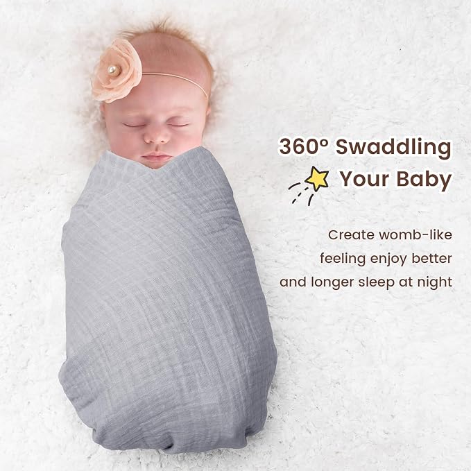 david's kids 4 Pack Baby Muslin Swaddle Blankets 47" x 47", 100% Cotton - Image 6