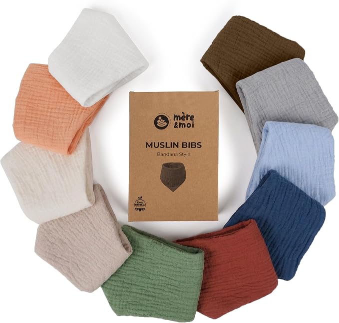 Mère & Moi Muslin Baby Bandana Bibs – 100% Cotton, Soft & Absorbent Drool & - Image 3