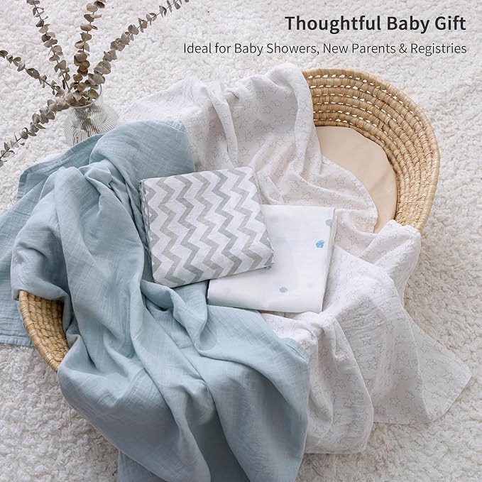 POMISO Muslin Swaddle Blankets for Boys & Girls, Newborn Receiving Blankets - Image 5