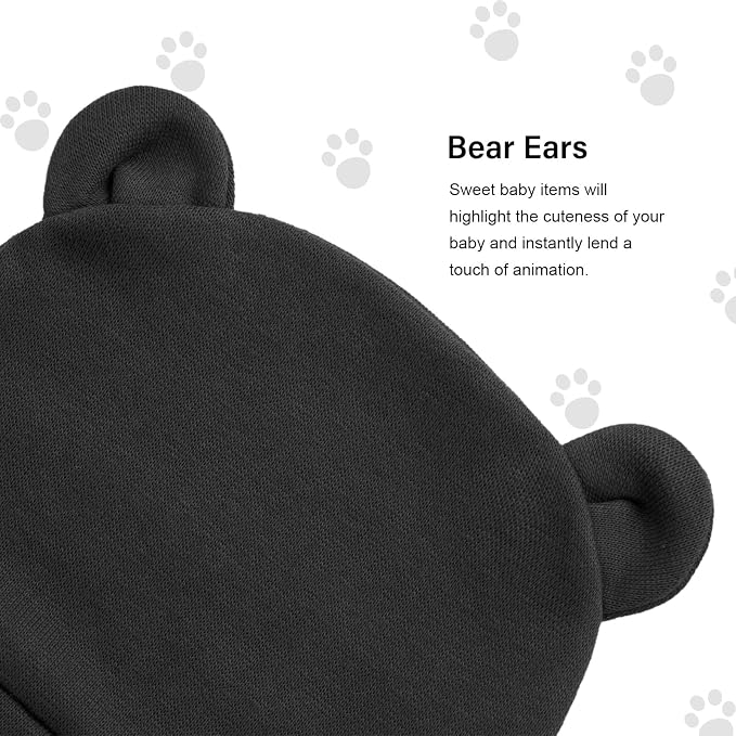 BQUBO Newborn Baby Bear Ears Hats and Mittens Sets Preemie Cotton Caps Baby Boy - Image 5