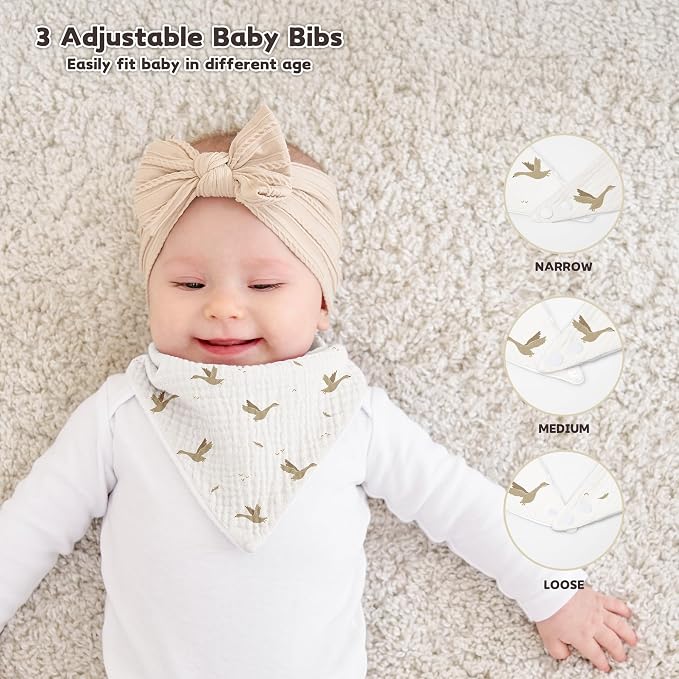 Susurration Muslin Baby Drool Bibs 6Pack Soft Triangular Adjustable Baby - Image 4