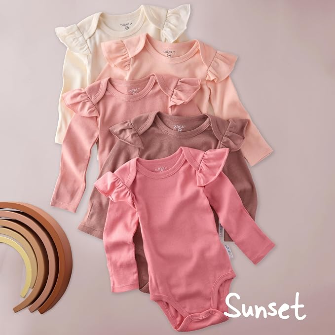 Butterblu Ashley 5-Pack Long Sleeve Ruffle Shoulder Bodysuits 100% Cotton | - Image 5
