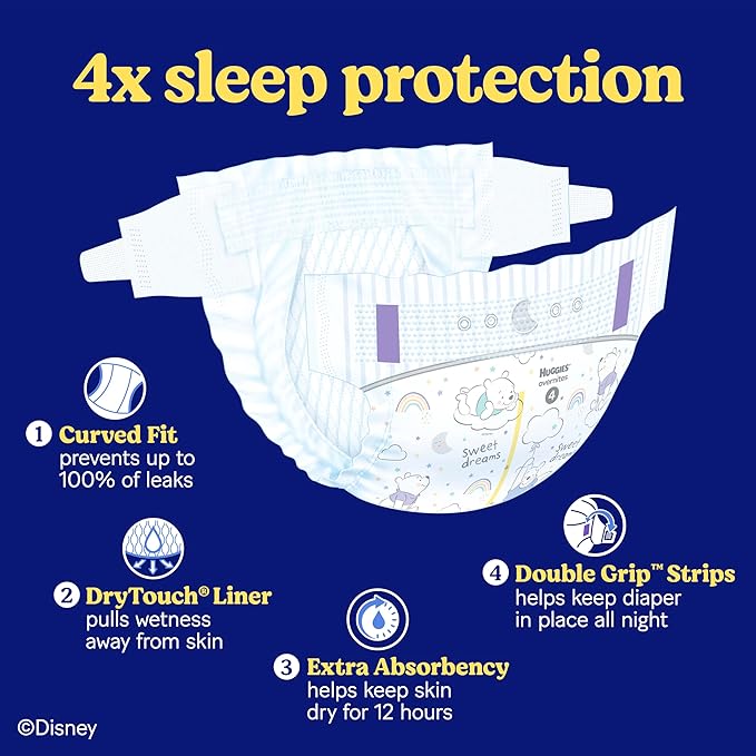 Huggies Size 5 Overnites Baby Diapers: Overnight Diapers, Size 5 (27+ lbs), 100 Ct (2 Packs of 50), Packaging May Vary