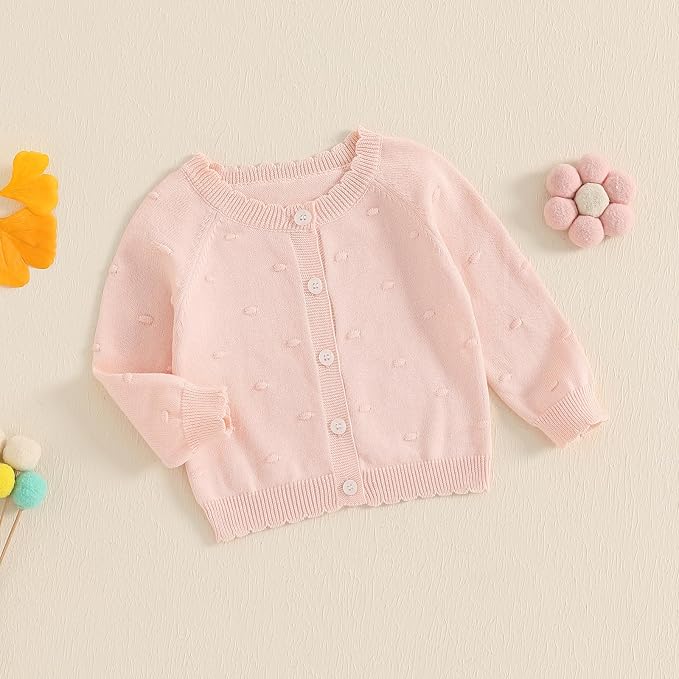 Baby Girl Cardigan Long Sleeve Button Up Sweater Toddler Girl Fall Outfits - Image 6