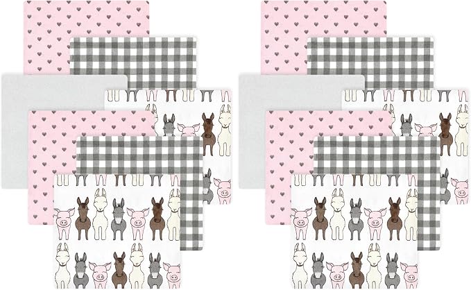 Hudson Baby Little Treasure Cotton Poly Flannel Receiving Blankets Multipack by HudsonBaby