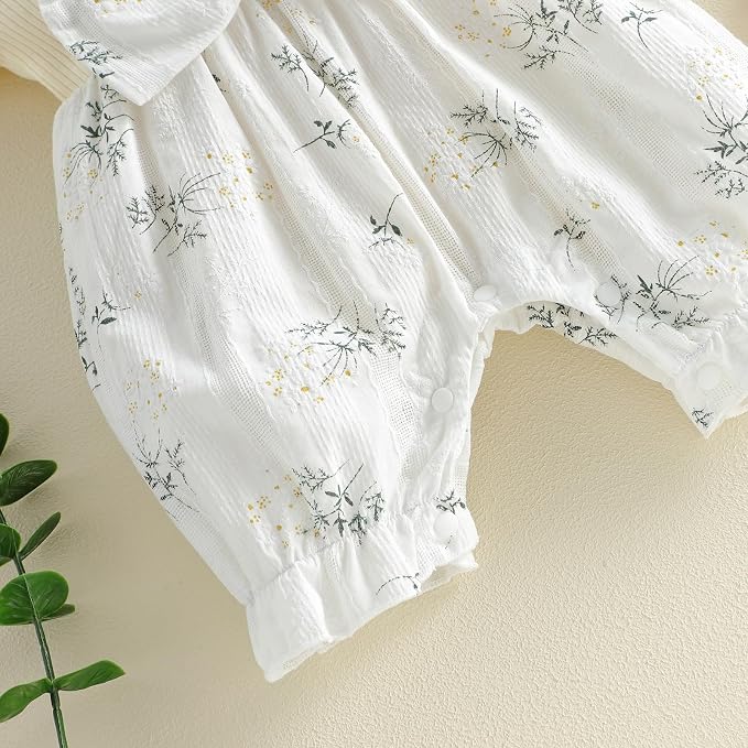 YINGISFITM Newborn Baby Girl Summer Clothes Short Sleeve Bubble Romper Bow - Image 8