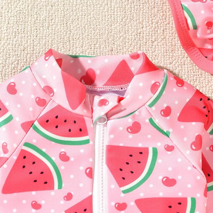 Aalizzwell Baby Girls Long Sleeve One Piece Swimsuit with Hat