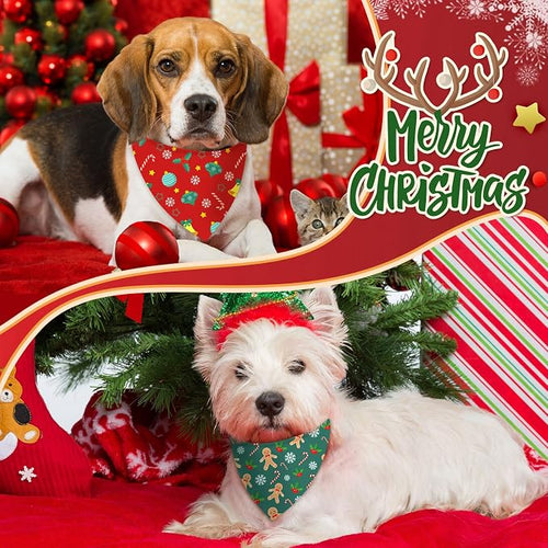 100 Pcs Christmas Dog Bandanas Bulk Xmas Red and Green Bandanas - Image 2