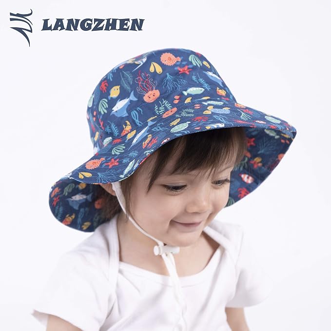 LANGZHEN Sun Protection Hat for Kids Toddler Boys Girls Wide Brim Summer - Image 3