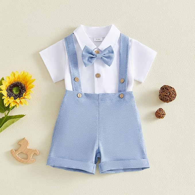 PUHHAPIEY Baby Boy Gentleman Wedding Outfit Dress Romper Suspender Pants | 0 3 - Image 4