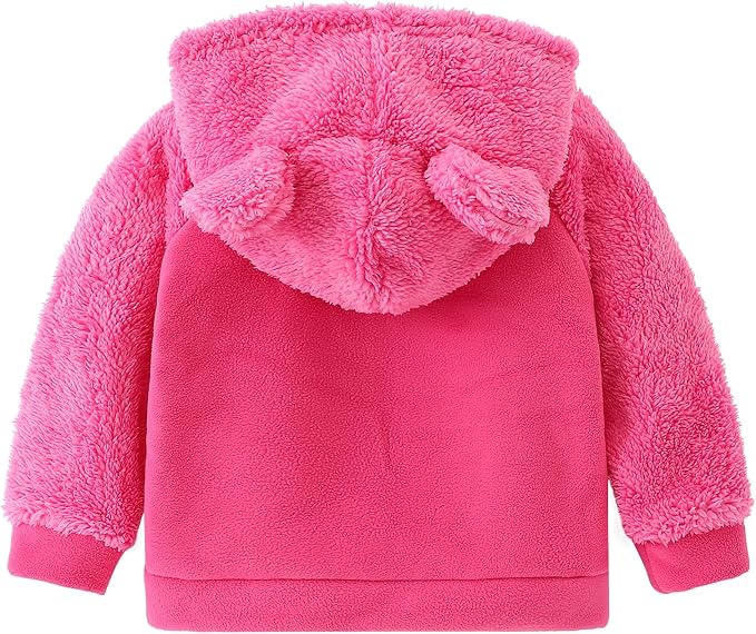 Toddler Winter Coats Baby Boys Girls Fuzzy Sherpa Fleece Jackets - Image 3
