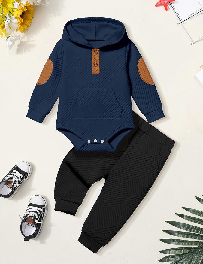 Fommy Baby Boy Clothes Colorblocked Long Sleeve Hoodie + Long Pants 2PCS Fall - Image 6