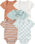 Baby Bodysuits Ribbed Mix Summer Newborn Boy Girl Clothes 5-pack | Multiple by ZAVBABY