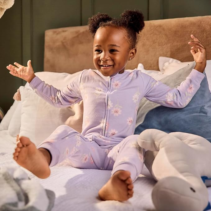 Gerber Baby & Toddler Girls Loose Fit Fleece Footless Pajamas 3-Pack - Image 3