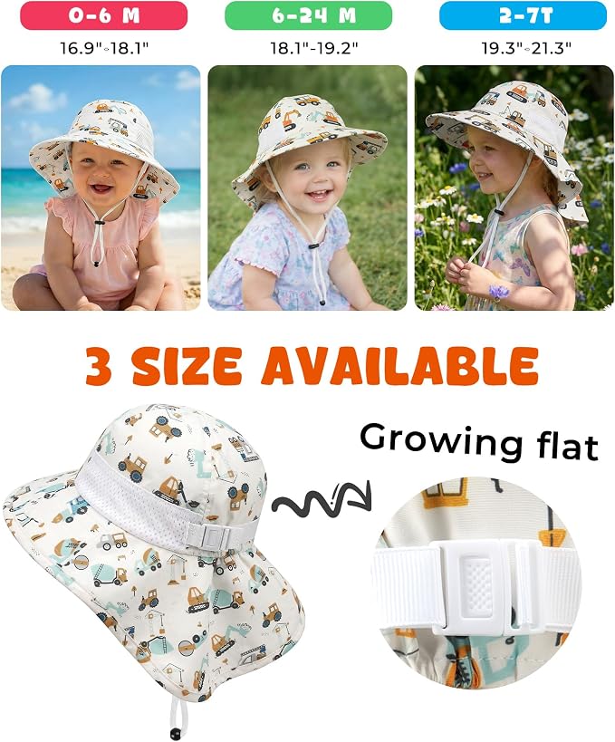 Toddler Baby Sun Hat Kids Summer Beach Essentials Adjustable Beach Hats - Image 5