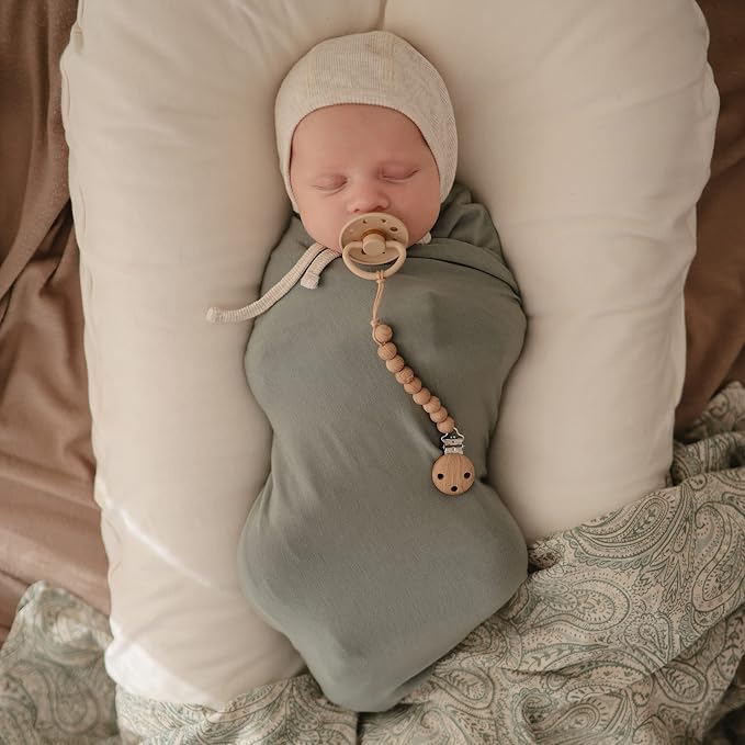 mushie Stretchy Baby Swaddle Blanket | Extra Soft & Snug Fit | 47"x47" - Image 4