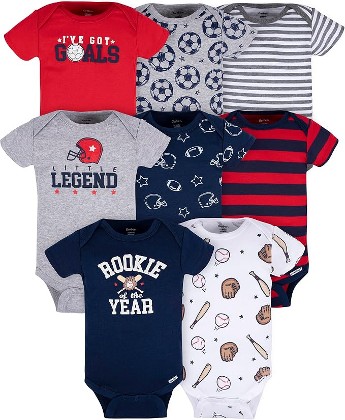 Gerber Baby Boys 8-Pack Short Sleeve Onesies Bodysuits by Gerber