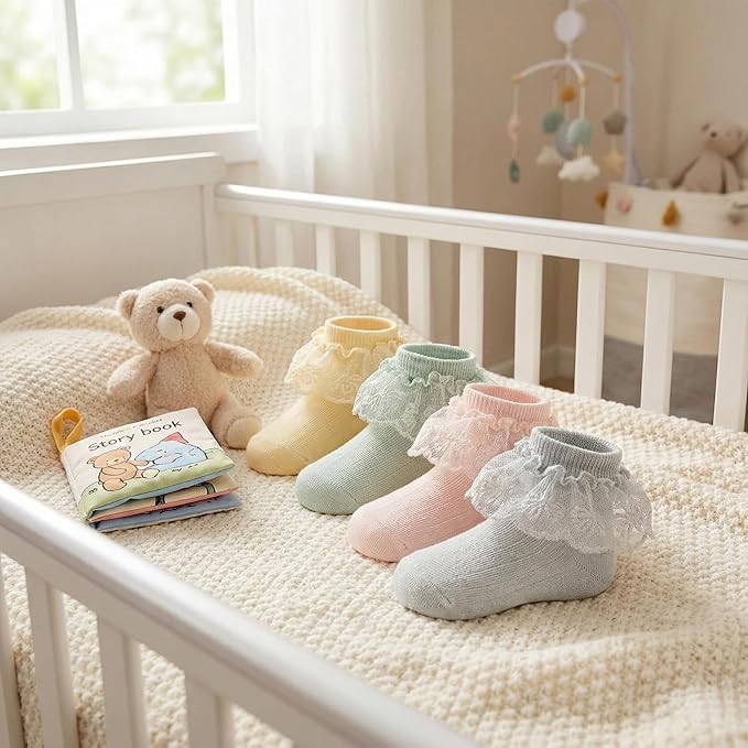 6 Pairs Baby Girls Socks - Image 3