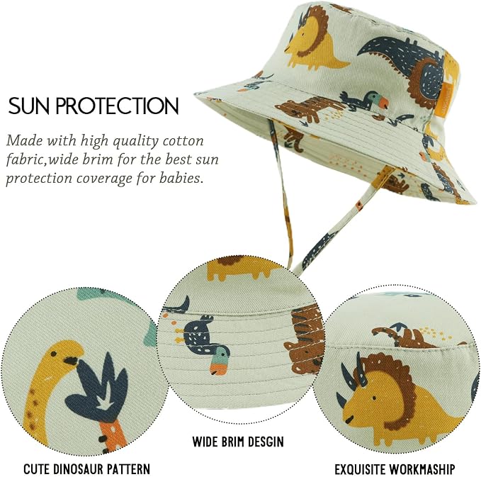 JANGANNSA Cotton Baby Sun Hat Infant Toddler Boys Girls Bucket Hats Summer Sun - Image 4