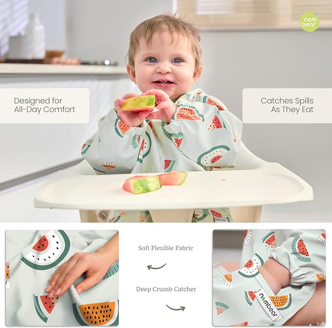 Waterproof Smock Baby Bibs for Eating | Long Sleeve Bib for Baby Led Weaning - Image 3