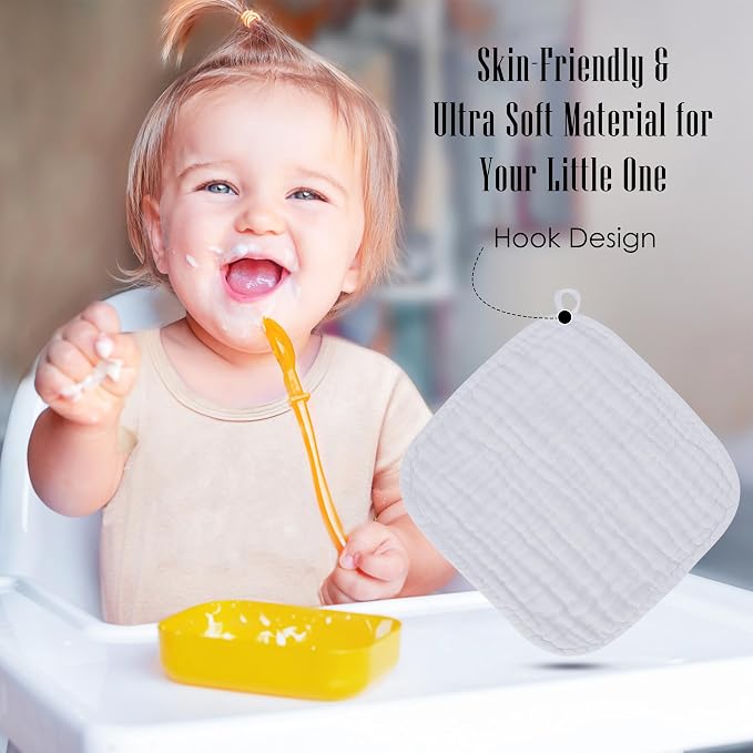 Baby Washcloths -100% Cotton Muslin Soft Baby Bath Wash Cloths and Absorbent - Image 6