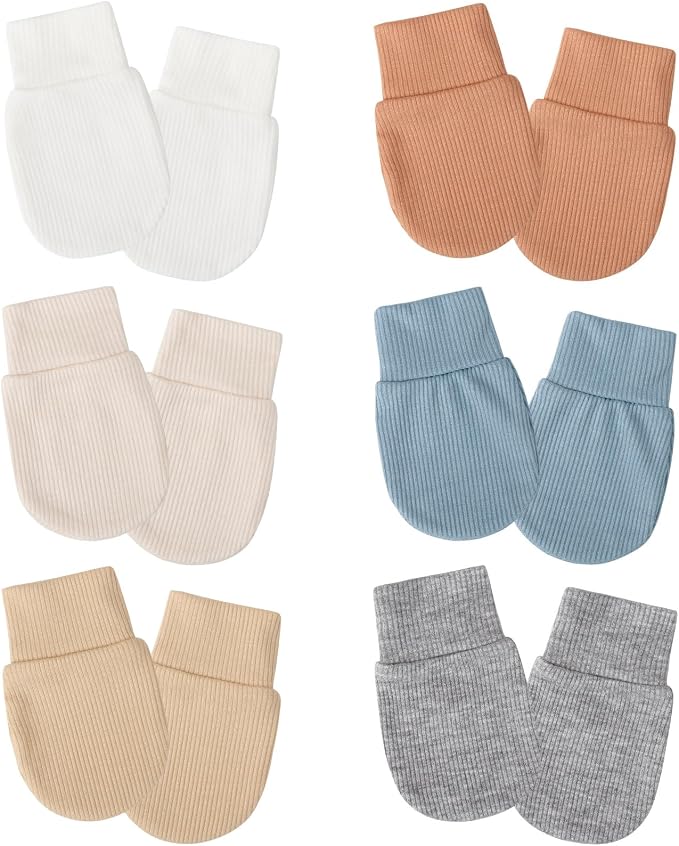 AQOKKA Newborn Baby Mittens No Scratch Cotton Elastic Wrist Gloves Infant by AQOKKA