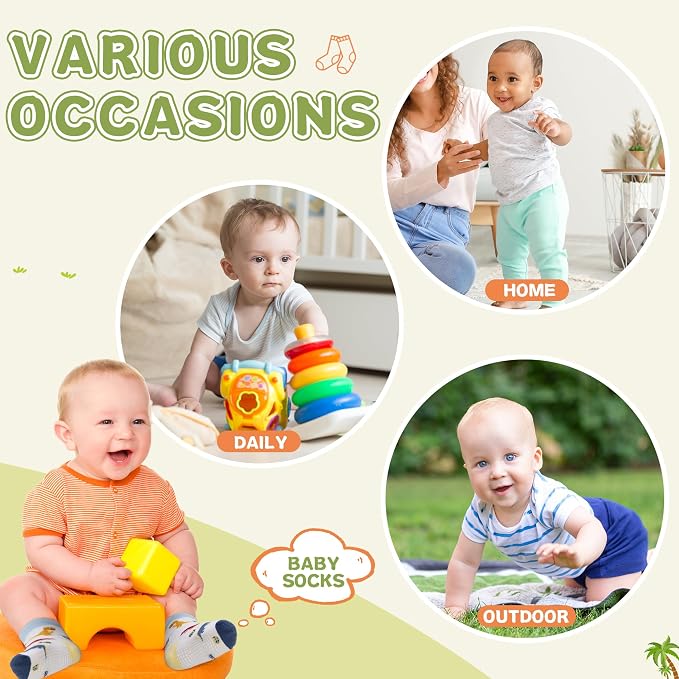 Toddler Non Slip Grips Socks Kids Anti Skid Baby Boys Girls Cotton Crew Socks - Image 6