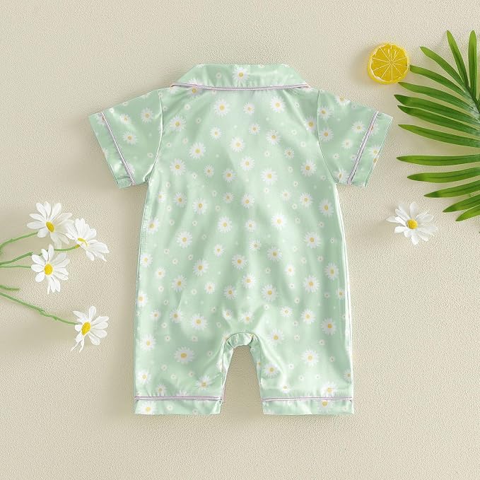 Kuriozud Baby Girl Boy Romper Pajamas Onesie Short Sleeve Button Down Pjs - Image 7
