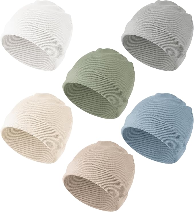Konssy 6 Pack Baby Beanie Hats for Newborn Infant Girls Boys, 0-24 Months | by Konssy