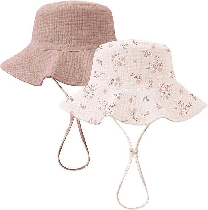 Konssy 2-Pack Muslin Baby Girl Sun Hats by Konssy