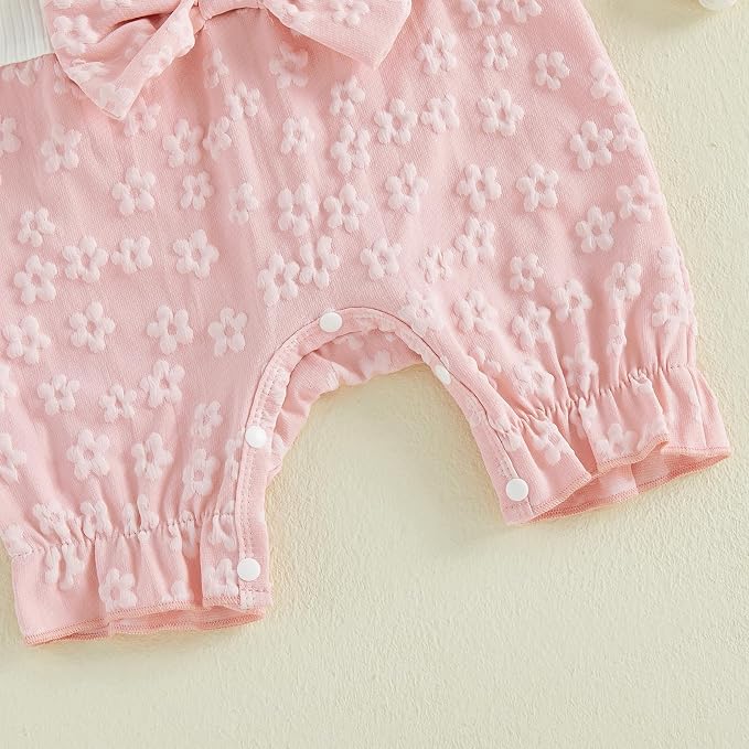 YINGISFITM Newborn Baby Girl Summer Clothes Short Sleeve Bubble Romper Bow - Image 8