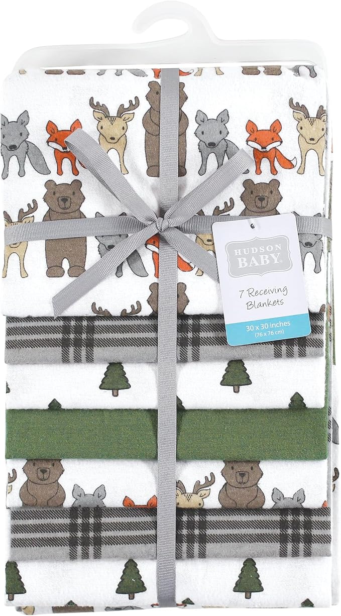 Hudson Baby Unisex Baby Cotton Poly Flannel Receiving Blankets Bundle, Wild - Image 2