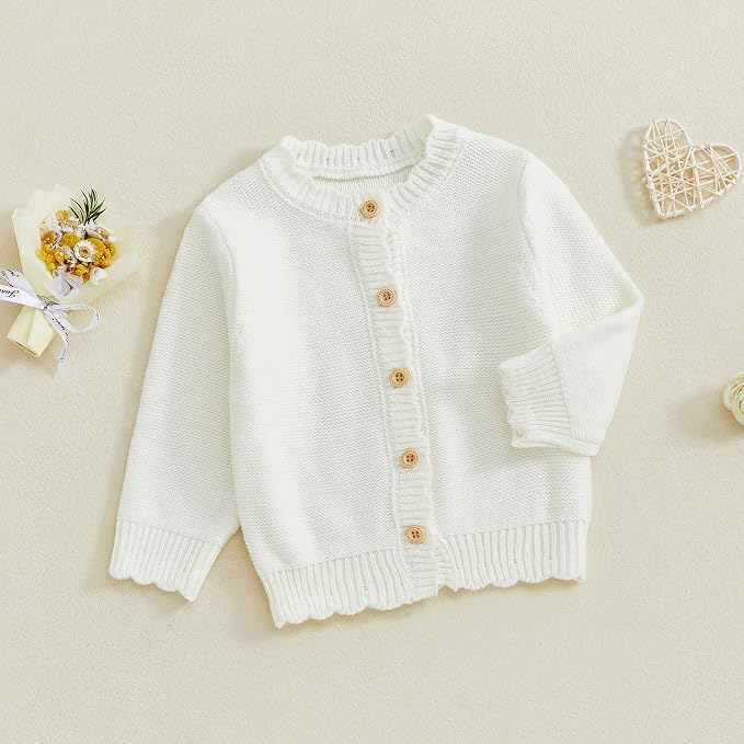 Baby Girl Cardigan Long Sleeve Button Up Sweater Toddler Girl Fall Outfits - Image 3