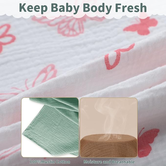 Muslin Swaddle Blankets for Newborn, 2 Pack Breathable Soft Receiving Blanket - Image 5