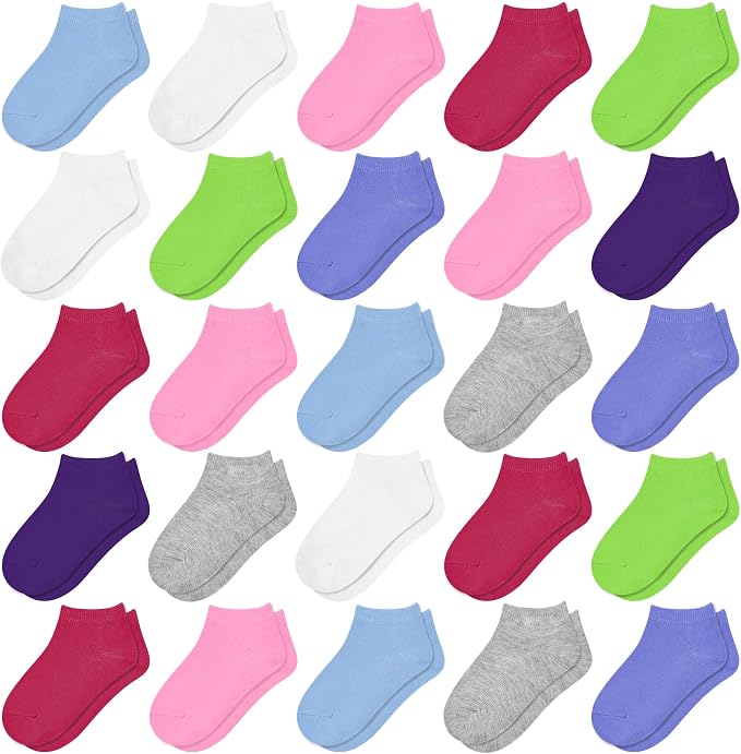 25 Pairs Toddler Girls Ankle Socks Soft Low Cut by SPTRAMLE