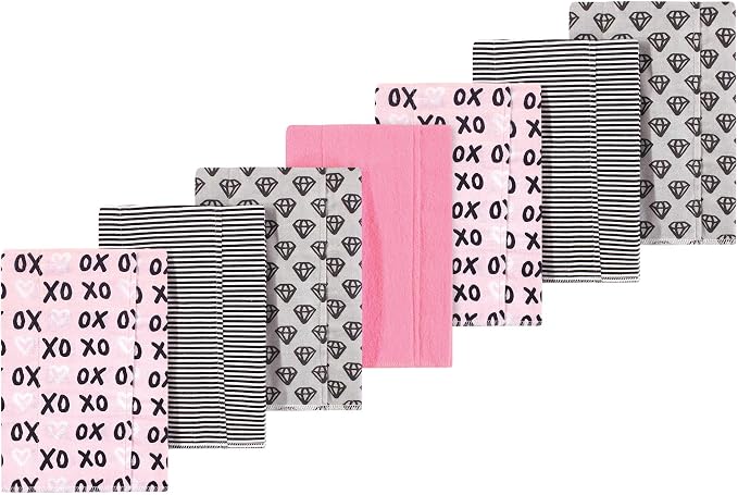 Luvable Friends Hudson Baby Flannel Burp Cloths 7pk, Sweetheart Kisses by Luvable+Friends