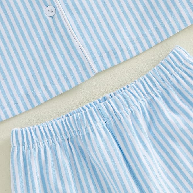 Kuriozud Toddler Baby Girl Pajamas Set Summer Floral Short Sleeve Button Down - Image 7