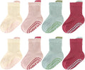 8 Pairs Baby Toddler Socks Non-Slip Grip Socks by QHANSHIEE