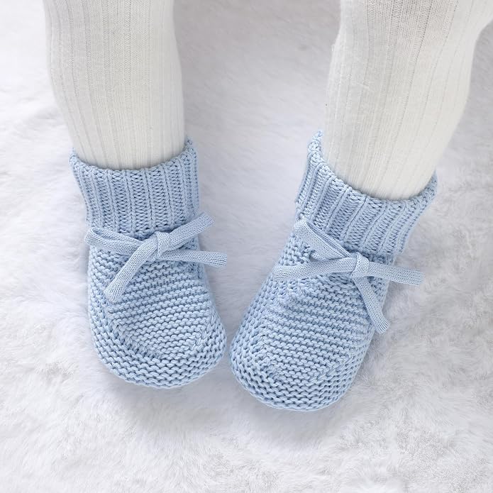 Hadetoto Baby Booties Cotton Newborn Boys Girls Shoes Knit Socks | Cozy Warm - Image 2