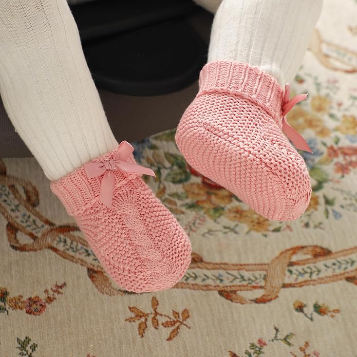 Baby Booties Newborn 100% Cotton Cozy Knit First Shoes | Soft Cute Shower Gift - Image 2