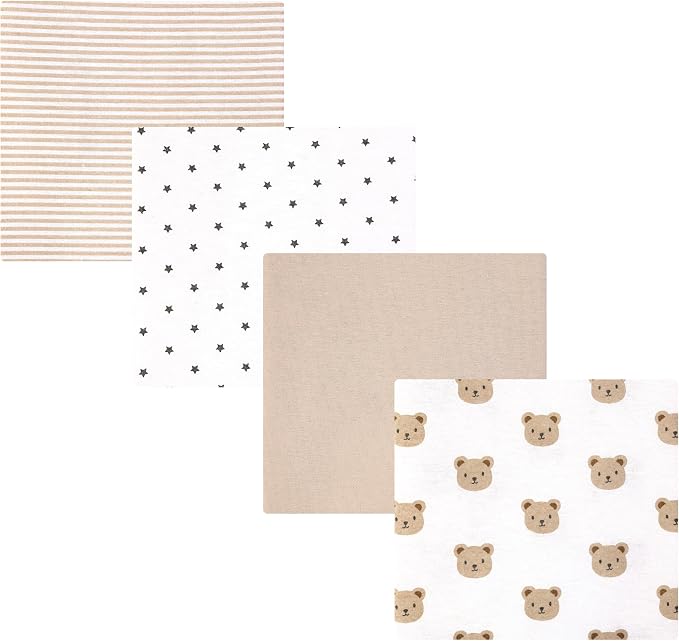 Hudson Baby Unisex Baby Cotton Polyester Flannel Receiving Blankets 4-Pack by HudsonBaby