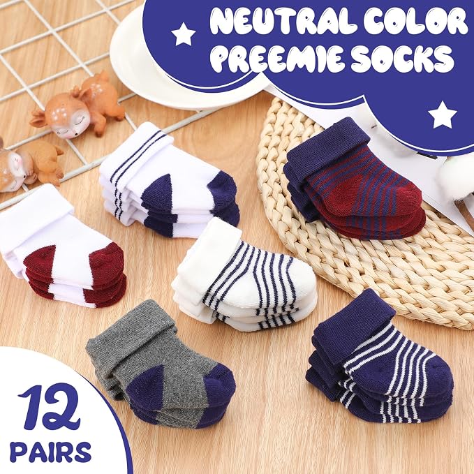 Twistover 10 Pairs Preemie Cotton Turn Cuff Socks - Image 2