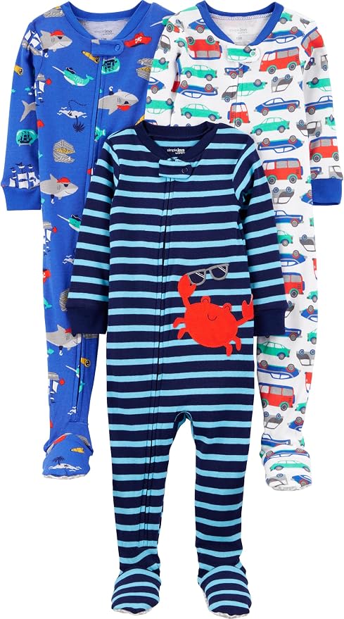 Simple Joys by Carter's Baby Boys 3 pack Snug Fit Footed Cotton Pajamas by SimpleJoysbyCarters