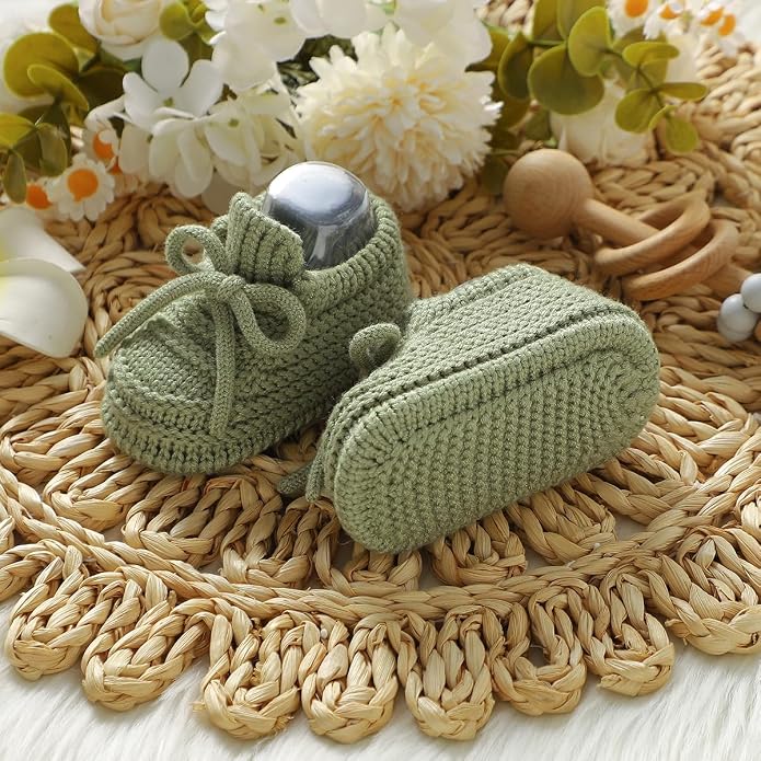 Neiwech Baby Booties Newborn Cozy Soft Warm Knitted Crib Shoes - Image 4