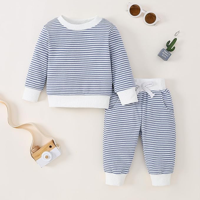 Toddler Baby Boy Fall Winter Clothes Crewneck Long Sleeve Sweatshirt Pullover Tops + Casual Pants Outfit Set