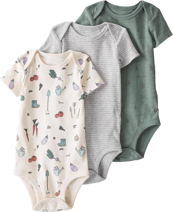 little planet by carter's Unisex Baby 3-pack Short Sleeve Bodysuits Made by LittlePlanet