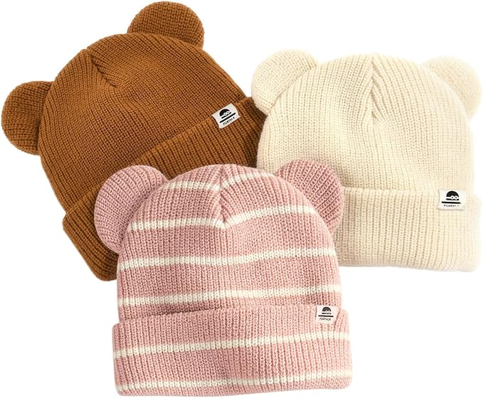 FURTALK Baby Beanie with Bear Ear Warm Knit Winter Hat by FURTALK
