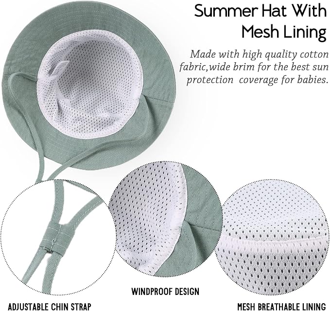 JANGANNSA Cotton Baby Sun Hat Infant Toddler Boys Girls Bucket Hats Summer Sun - Image 5